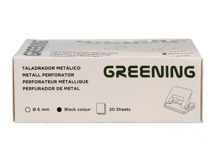 Greening Taladrador Metálico Negro, Capacidad 20 Hojas