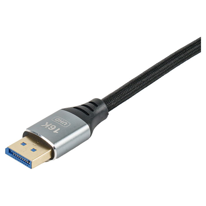 EQUIP Cable DisplayPort 2.1 Premium 119281, 1m, Macho a Macho, 16K/60Hz, 54Gbps, HDR, HDCP 2.3, Negro/Plata
