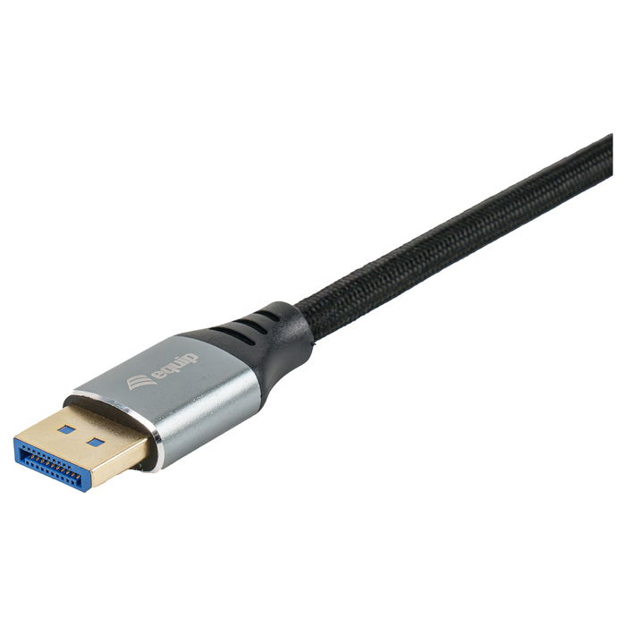 EQUIP Cable DisplayPort 2.1 Premium 119281, 1m, Macho a Macho, 16K/60Hz, 54Gbps, HDR, HDCP 2.3, Negro/Plata