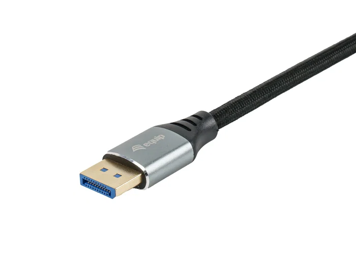 Equip Cable DisplayPort 2.1 Macho a Macho 1m Negro/Plata, 16K 60Hz, 4K 240Hz, 54 Gbps, HDCP 2.3, Compatible con DSC, Carcasa de Aluminio, Referencia 119281
