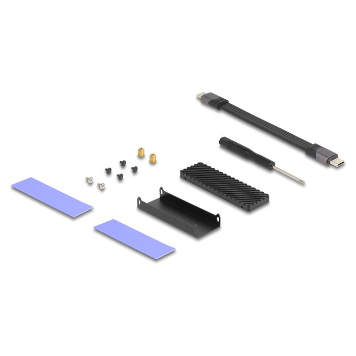 DeLOCK Carcasa Externa USB4 40 Gbps para SSD M.2 NVMe PCIe, Tipo-C, Hot-Swap, Color Negro/Gris, Chipset ASM2464PD, Compatible con Windows/Mac/Linux