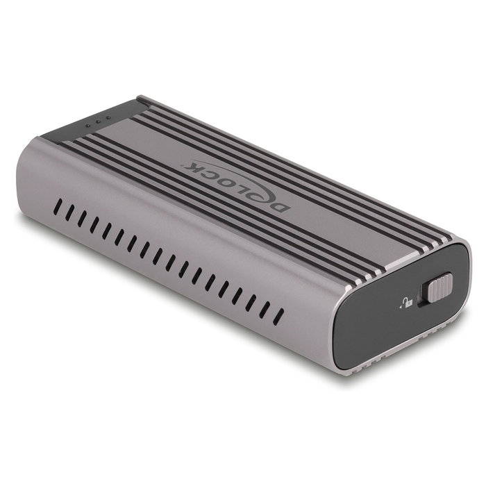 DeLOCK Carcasa Externa USB4 40 Gbps para SSD M.2 NVMe PCIe, Tipo-C, Hot-Swap, Color Negro/Gris, Chipset ASM2464PD, Compatible con Windows/Mac/Linux