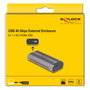 DeLOCK Carcasa Externa USB4 40 Gbps para SSD M.2 NVMe PCIe, Tipo-C, Hot-Swap, Color Negro/Gris, Chipset ASM2464PD, Compatible con Windows/Mac/Linux
