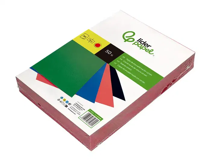 Liderpapel Tapa Encuadernacion Cartón A4 1mm Roja Paquete 50 Unidades