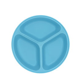 AMC Plato de Policarbonato Politray 3 Compartimentos, 25.5 cm de Diámetro, Color Azul (Set de 40)