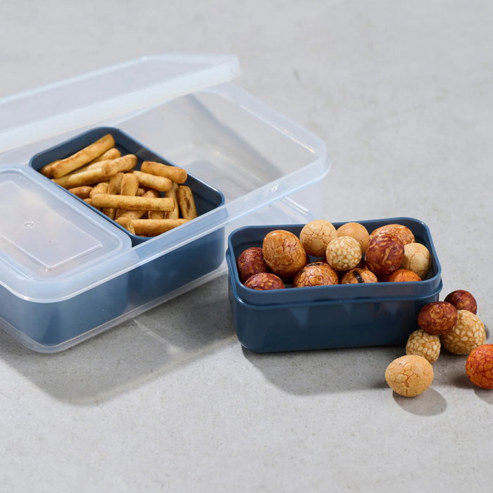 Day - Juego de 4 Fiambreras Herméticas, 450 ml y 3 de 110 ml, Colores Surtidos (Azul, Beige, Verde), Aptas para Microondas y Lavavajillas