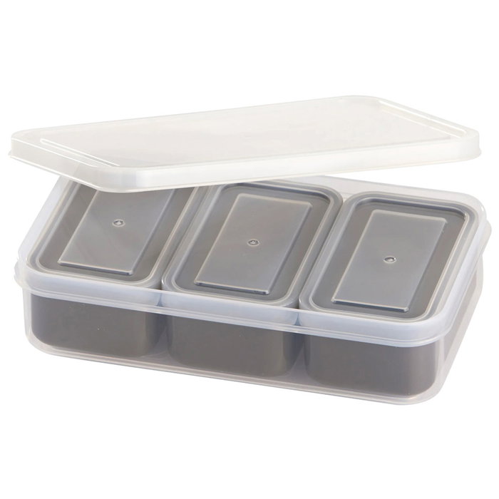 Day - Juego de 4 Fiambreras Herméticas, 450 ml y 3 de 110 ml, Colores Surtidos (Azul, Beige, Verde), Aptas para Microondas y Lavavajillas