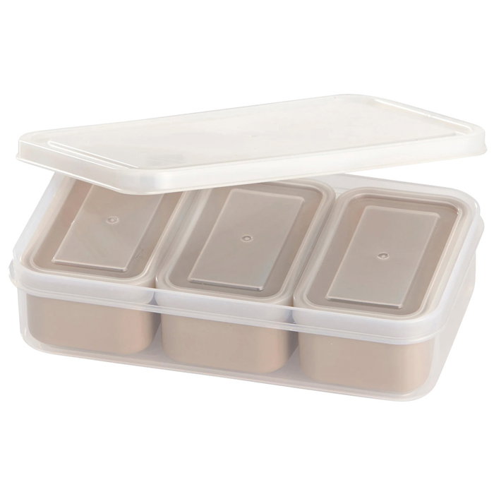 Day - Juego de 4 Fiambreras Herméticas, 450 ml y 3 de 110 ml, Colores Surtidos (Azul, Beige, Verde), Aptas para Microondas y Lavavajillas