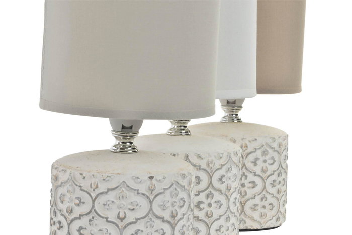 DKD Home Decor Lámpara de Sobremesa Boho, Gres y Metal, Blanco o Beige, 12 x 35 x 12 cm, 6 Unidades, Incluye Bombilla