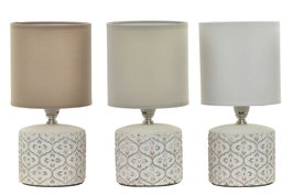 DKD Home Decor Lámpara de Sobremesa Boho, Gres y Metal, Blanco o Beige, 12 x 35 x 12 cm, 6 Unidades, Incluye Bombilla