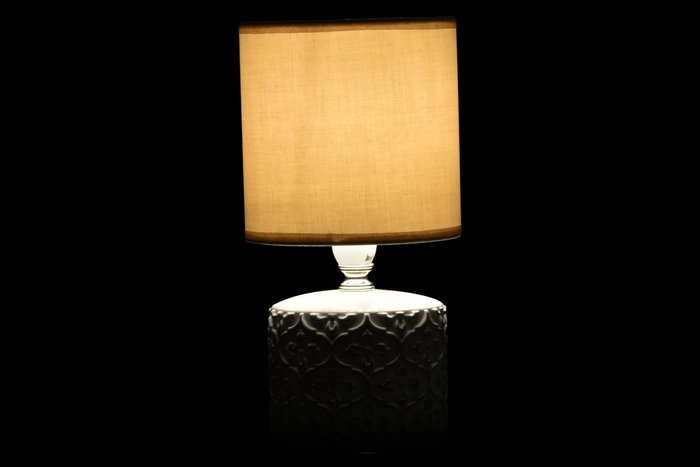 DKD Home Decor Lámpara de Sobremesa Boho, Gres y Metal, Blanco o Beige, 12 x 35 x 12 cm, 6 Unidades, Incluye Bombilla