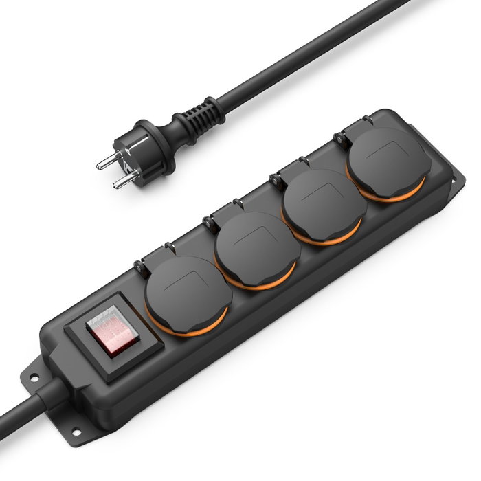 Hama Regleta de enchufes con interruptor, 4 salidas, 4 m, Negro Hama Regleta de enchufes con interruptor, 4 salidas, 4 m, Negro