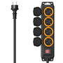 Hama Regleta de enchufes con interruptor, 4 salidas, 4 m, Negro