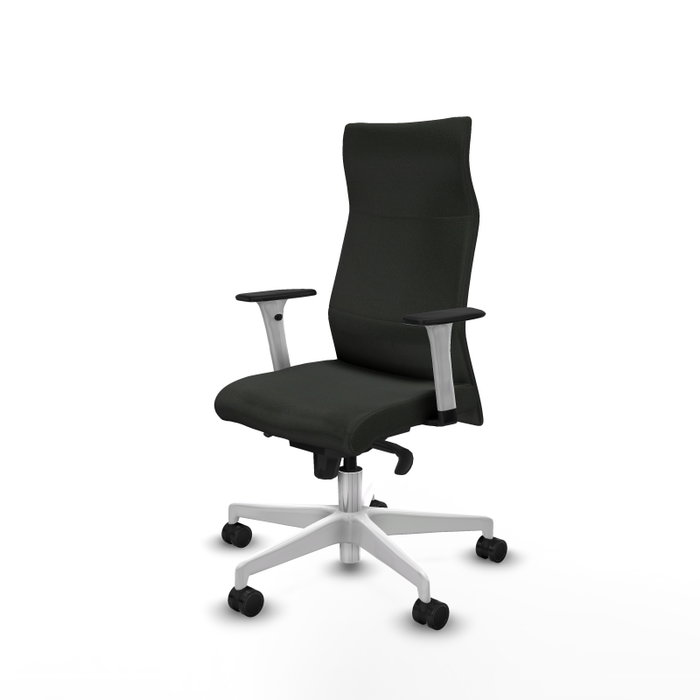 PIQUERAS Y CRESPO Sillón Albacete con mecanismo Sincro, Tela Negro, Base Blanca