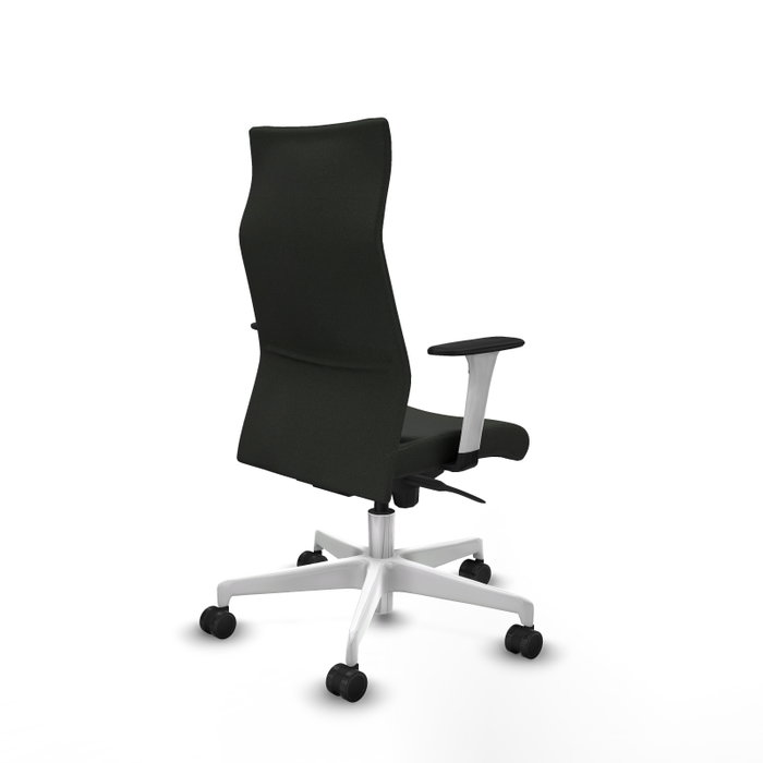 PIQUERAS Y CRESPO Sillón Albacete con mecanismo Sincro, Tela Negro, Base Blanca