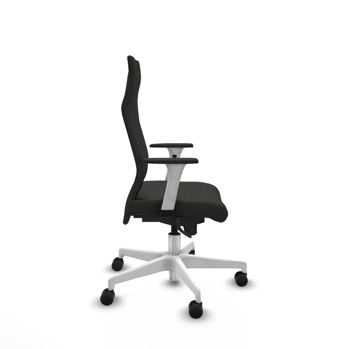 PIQUERAS Y CRESPO Sillón Albacete con mecanismo Sincro, Tela Negro, Base Blanca