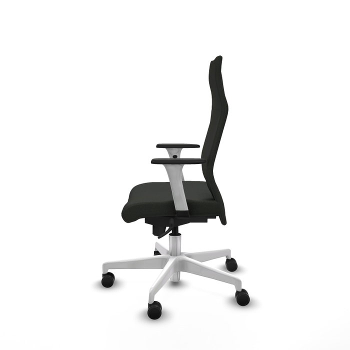 PIQUERAS Y CRESPO Sillón Albacete con mecanismo Sincro, Tela Negro, Base Blanca