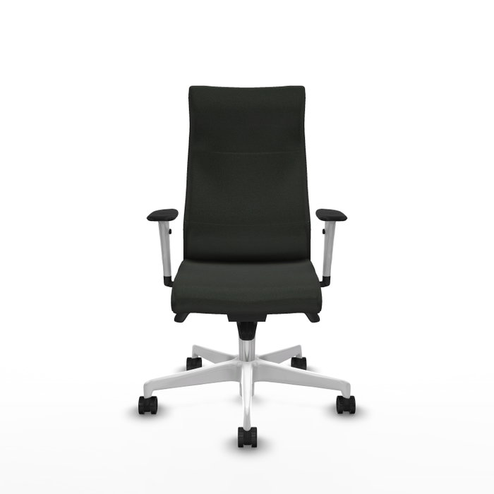 PIQUERAS Y CRESPO Sillón Albacete con mecanismo Sincro, Tela Negro, Base Blanca