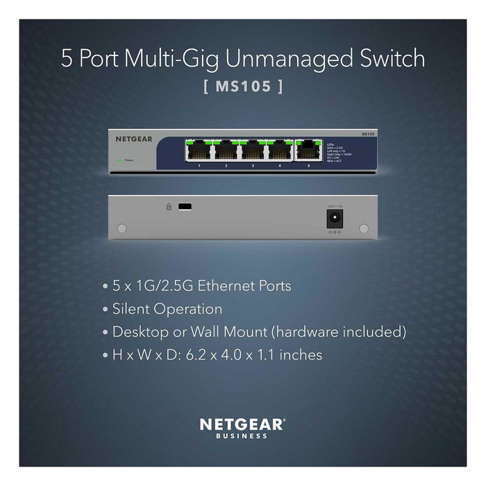 NETGEAR Switch MS105-100EUS, No administrado, 5x 2.5G Ethernet
