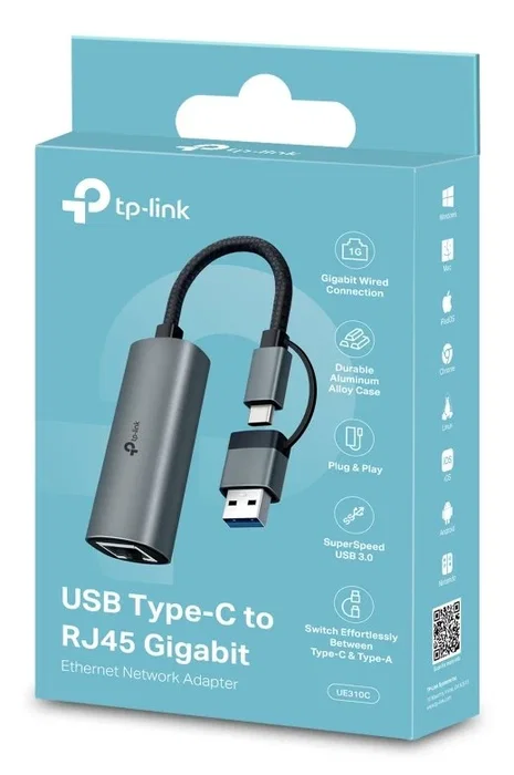 TP-Link UE310C Adaptador de Red Ethernet Gigabit USB Type-A/USB Type-C TP-Link UE310C Adaptador de Red Ethernet Gigabit USB Type-A/USB Type-C