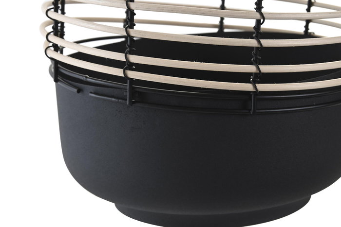 DKD Home Decor Portavelas de Ratán y Metal Negro y Natural