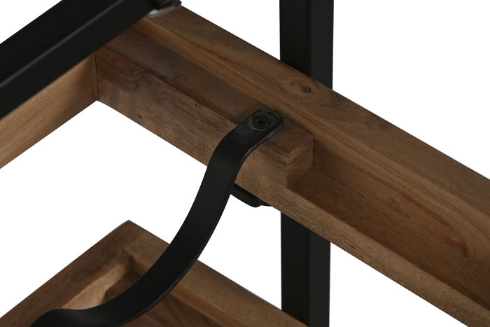 DKD Home Decor Botellero Natural Negro Acacia y Metal 25 x 35 x 65 cm