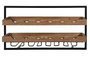 DKD Home Decor Botellero Natural Negro Acacia y Metal 25 x 35 x 65 cm