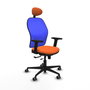 PIQUERAS Y CRESPO Silla de oficina Jorquera con mecanismo Sincro/Traslack, Tela Naranja y Malla Azul