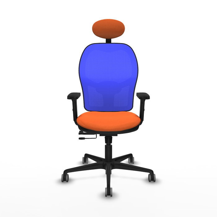 PIQUERAS Y CRESPO Silla de oficina Jorquera con mecanismo Sincro/Traslack, Tela Naranja y Malla Azul