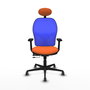 PIQUERAS Y CRESPO Silla de oficina Jorquera con mecanismo Sincro/Traslack, Tela Naranja y Malla Azul