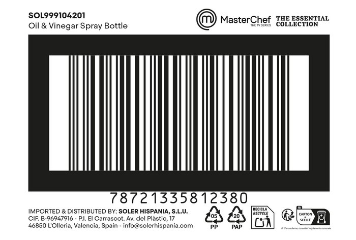 Inde Pulverizador Aceite y Vinagre 300 ml - 5.7 cm de Ancho, 22 cm de Alto, 7.4 cm de Largo (24 Unidades)