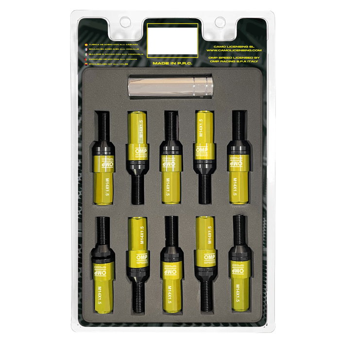 Omp OMPS09981409 Juego 20 Tornillos con Protector Aluminio Colores M14x1.5 Llave 17-19 Largo 28mm Amarillo Omp OMPS09981409 Juego 20 Tornillos con Protector Aluminio Colores M14x1.5 Llave 17-19 Largo 28mm Amarillo