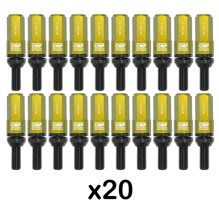 Omp OMPS09981409 Juego 20 Tornillos con Protector Aluminio Colores M14x1.5 Llave 17-19 Largo 28mm Amarillo Omp OMPS09981409 Juego 20 Tornillos con Protector Aluminio Colores M14x1.5 Llave 17-19 Largo 28mm Amarillo
