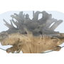 DKD Home Decor Mesa de Comedor Raíz de Teca y Cristal Templado 160x160x78