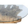 DKD Home Decor Mesa de Comedor Raíz de Teca y Cristal Templado 160x160x78