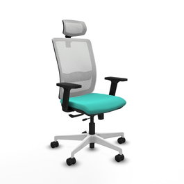 PIQUERAS Y CRESPO Silla de oficina Haches con mecanismo Sincro/Traslack, Turquesa y Blanco