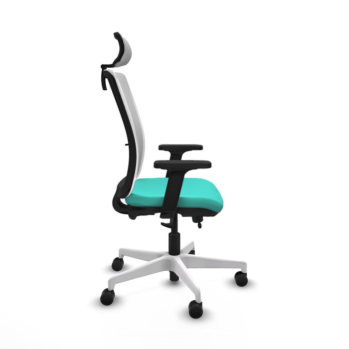 PIQUERAS Y CRESPO Silla de oficina Haches con mecanismo Sincro/Traslack, Turquesa y Blanco