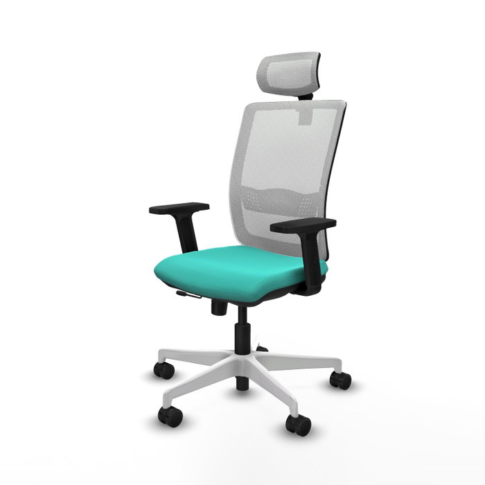 PIQUERAS Y CRESPO Silla de oficina Haches con mecanismo Sincro/Traslack, Turquesa y Blanco