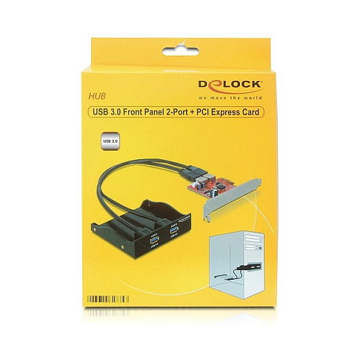 Delock Tarjeta PCIe USB 3.2 Gen 1 (USB 3.1) para Panel Frontal con 2 Puertos - 61775, 5 Gbps, Compatible con Windows y Linux
