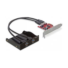 Delock Tarjeta PCIe USB 3.2 Gen 1 (USB 3.1) para Panel Frontal con 2 Puertos - 61775, 5 Gbps, Compatible con Windows y Linux