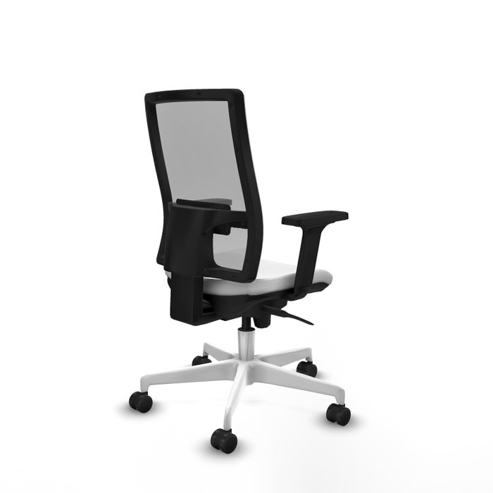 PIQUERAS Y CRESPO Silla de oficina Horna con mecanismo Sincro, Tela Blanca y Malla Gris