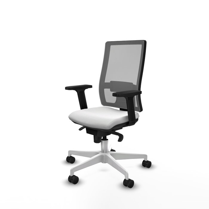 PIQUERAS Y CRESPO Silla de oficina Horna con mecanismo Sincro, Tela Blanca y Malla Gris