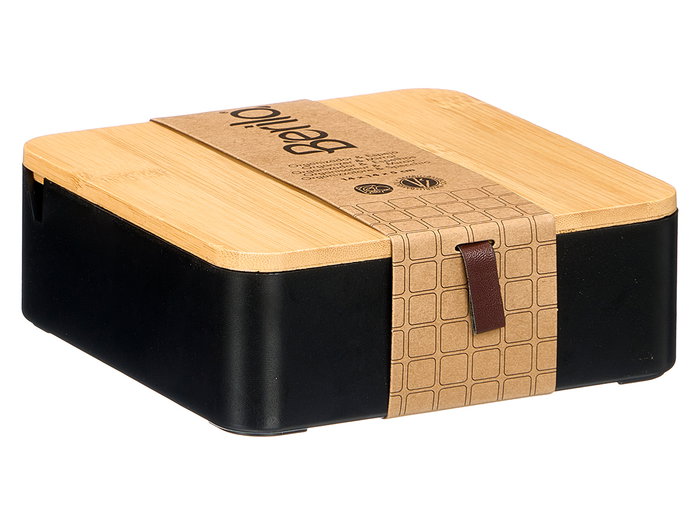 Berilo Organizador Plástico Espejo Bambú Negro 14x14x5.3 cm (Set de 12)