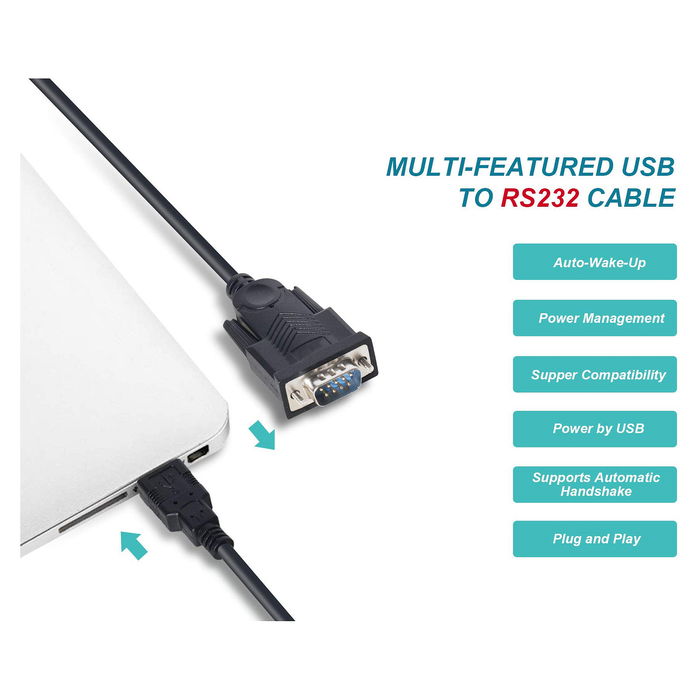 EQUIP Adaptador USB-A a Serie RS232 DB9 Macho-Macho 1.50m Negro