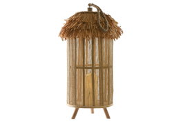 DKD Home Decor Lámpara Sobremesa Tropical Marrón 24 x 52 x 24 cm (4 Unidades)