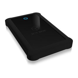 ICY BOX IB-233U3-B Carcasa para HDD/SSD de 2,5 pulgadas con funda de silicona, Negro