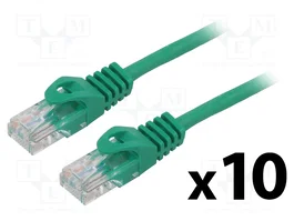 Lanberg Pack de 10 Patchcord Cat.6 UTP 1m verde Fluke Passed