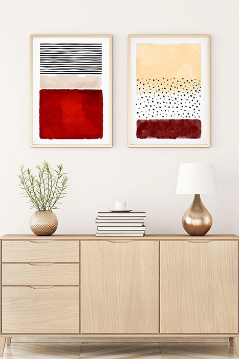 Wallity Huhu56 Pintura Decorativa en MDF con Marco 70 x 50 cm (2 Piezas)