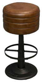 DKD Home Decor Taburete de Piel y Metal Marrón