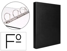 Liderpapel Carpeta de 4 Anillas 40mm Mixtas Folio Cartón Forrado Paper Coat Negra